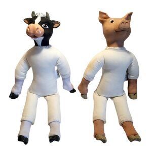 Just For Keeps Classic Animal Dolls - Cow & Pig 14" Soft Body Hard Head & Hooves